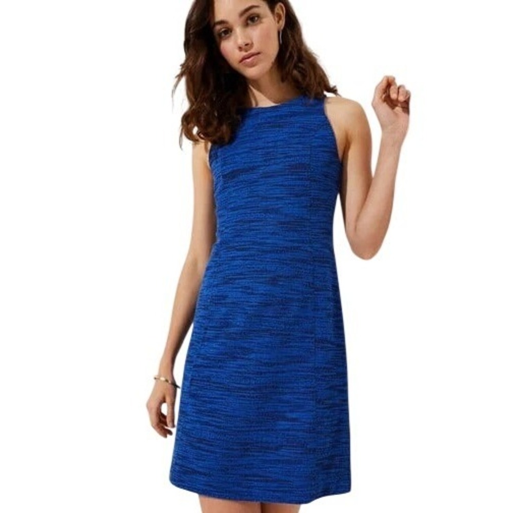 Loft | NWT Blue Space Dye Textured Knit Sleeveless Shift Dress | Size 0